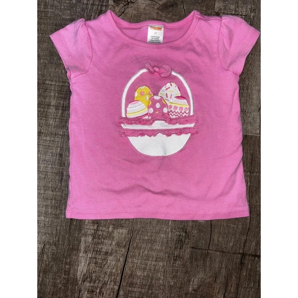 Gymboree Girls 3T Easter Outfit Pink Bunny‎ Egg Basket Shirt and Leggings Set